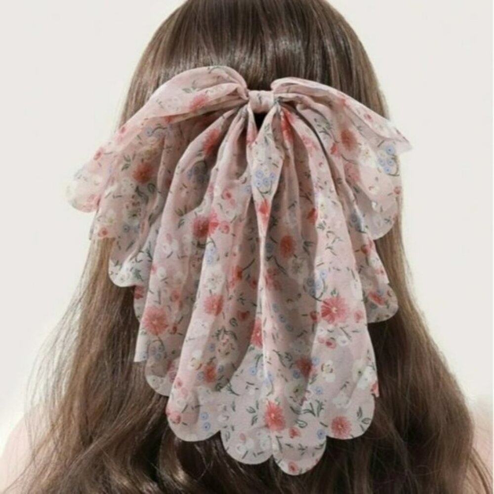 Pink Floral Oversize Bow